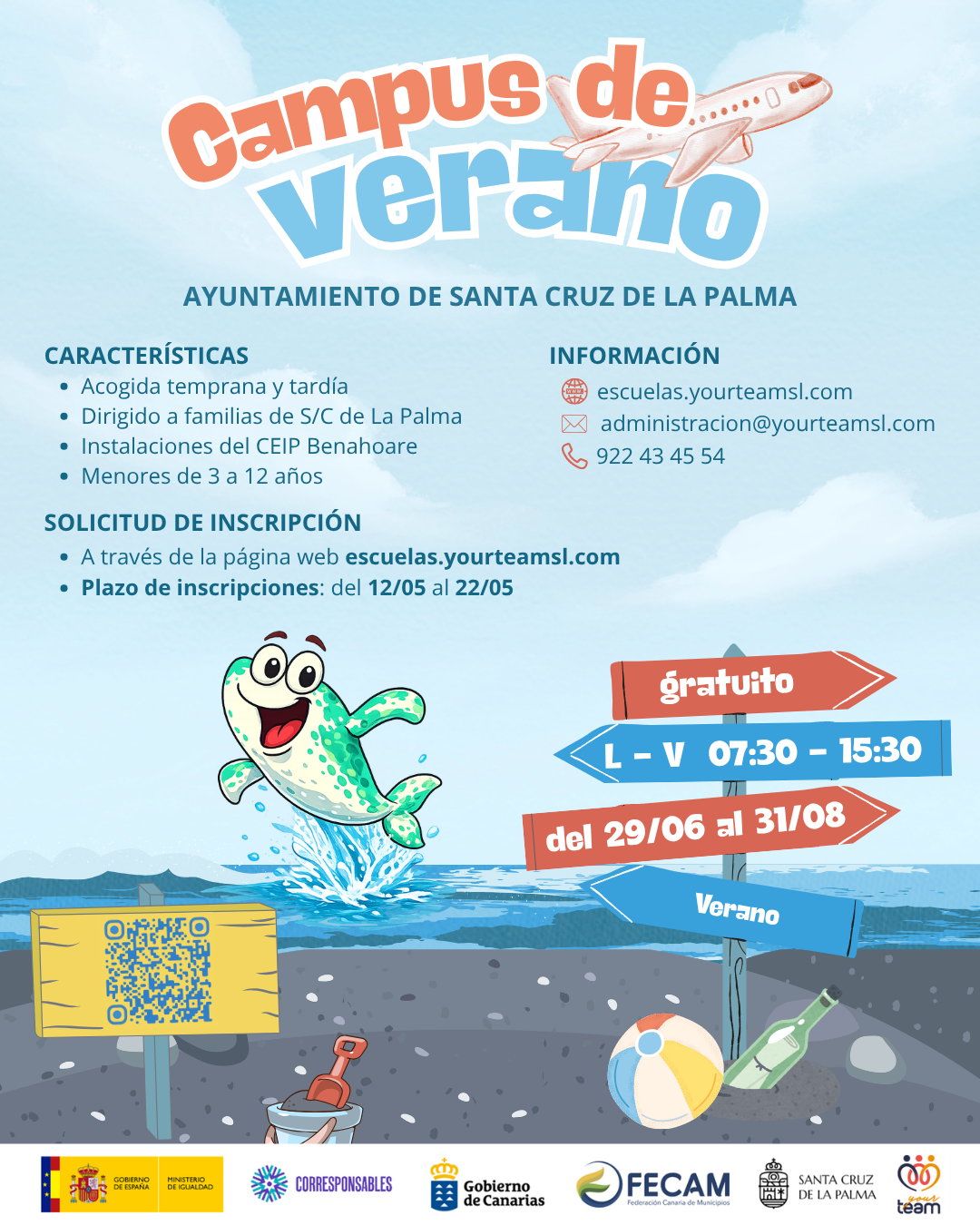 El Ayuntamiento de Santa Cruz de La Palma abre las inscripciones de su campus de verano para apoyar la conciliación familiar