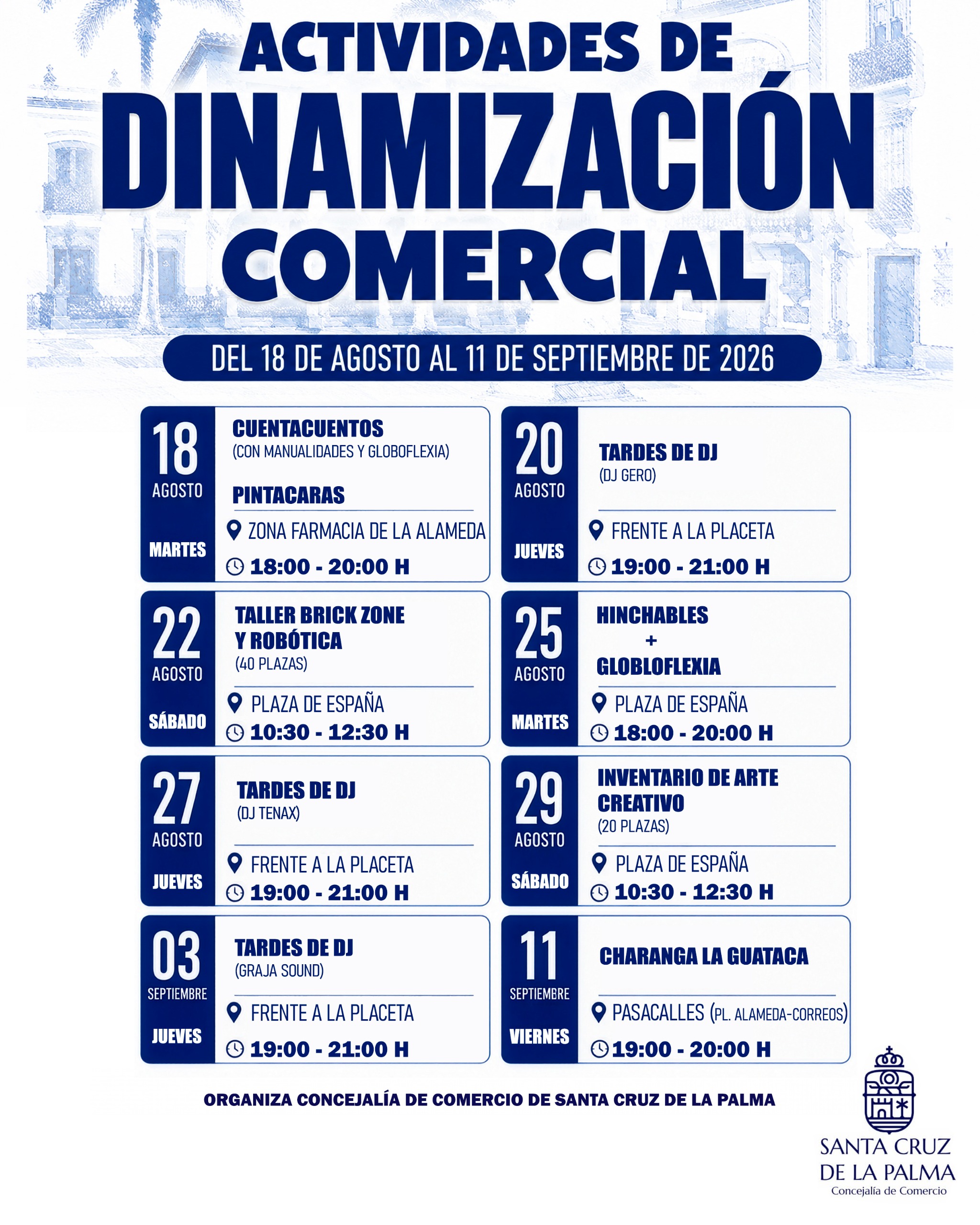 LA CONCEJALÍA DE COMERCIO PROGRAMA DIVERSAS ACTIVIDADES DE DINAMIZACIÓN COMERCIAL DURANTE LOS MESES DE AGOSTO Y SEPTIEMBRE DE 2026